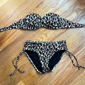Victoria’s Secret Leopard Print Padded Bikini - Top 34A, Bottoms Small